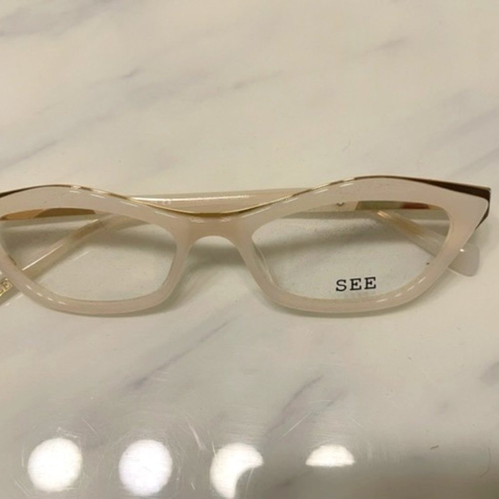 SEE Eyewear White & Gold Eyeglasses NWT